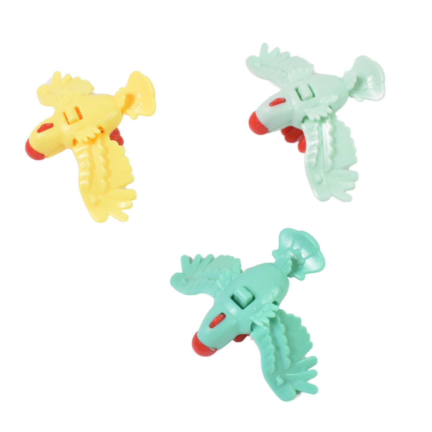 Small DIY Rio Birds Toy by Wukusy, colorful plastic bird figures for children ages 3-6, mix of vibrant colors and designs.