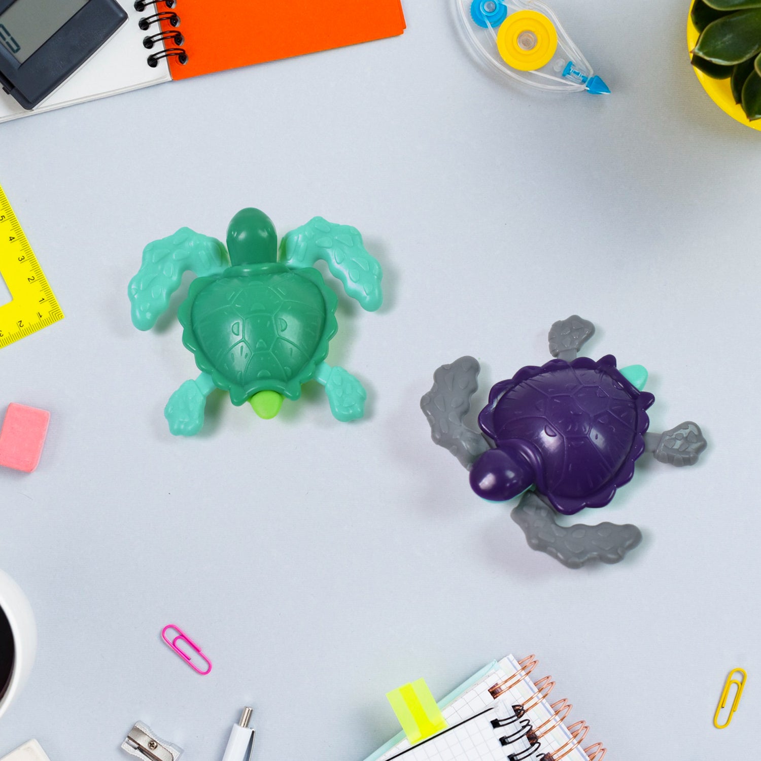 Small DIY sea turtle toy by Wukusy, mini colorful plastic turtle toy for kids, mix of vibrant design and playful details.