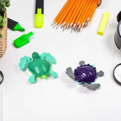Small DIY Wukusy sea turtle toy, mini colorful plastic turtle for kids, featuring mixed vibrant colors and detailed shell design.