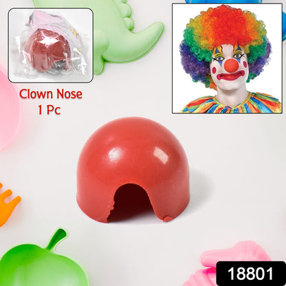 Small plastic Joker clown nose toy by Wukusy, featuring a mix of bright colors, perfect for costumes and playful dress-up fun.