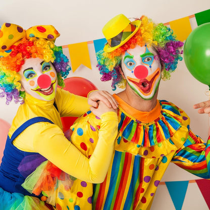Small plastic Joker clown nose toy in mixed colors, designed for kids' dress-up and costume play by Wukusy.