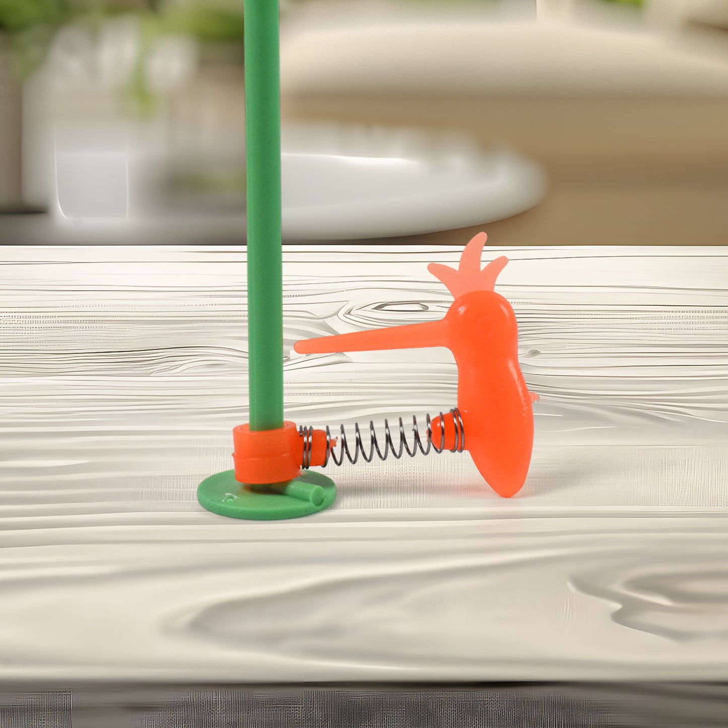 Colorful Wukusy small woodpecker fun toy, a playful wooden toy for children, featuring a mix of vibrant colors and engaging design.