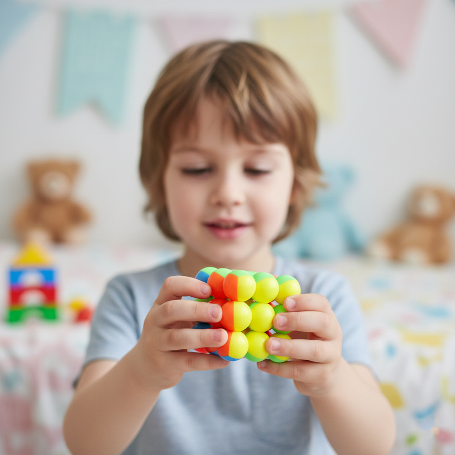 Colorful Speed Ball Cube toy by Wukusy, a vibrant puzzle cube with a spherical design perfect for fidgeting and play.