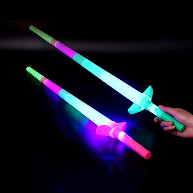 Wukusy glow-in-the-dark flashing toy sword with LED lights, ideal for kids' play and costume accessories.