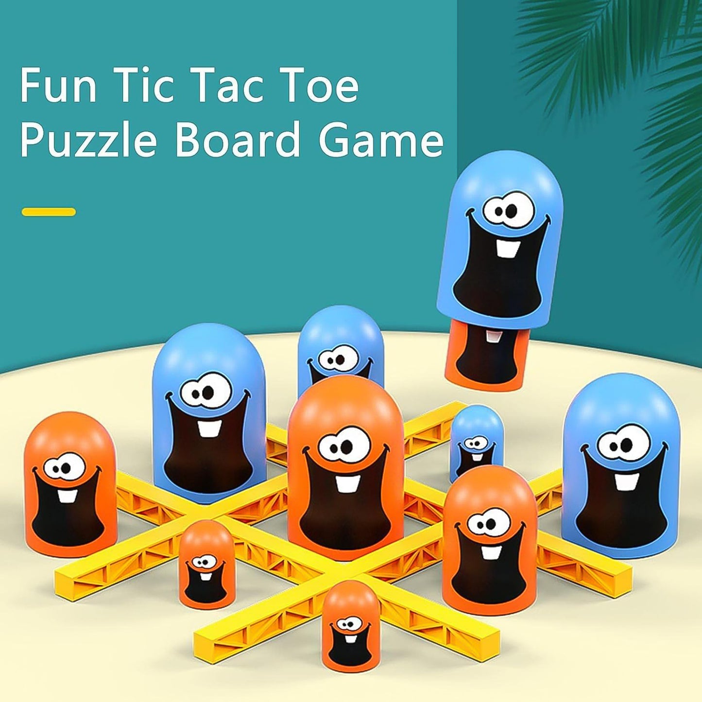Wukusy Tic-tac-toe Gobble game set with a wooden board and game pieces for indoor play, ideal for children and family fun.