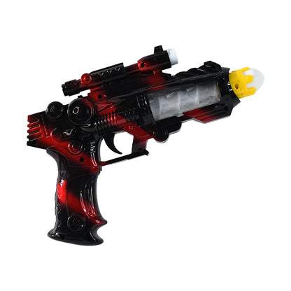 Wukusy LED flashing sound laser toy gun with lights, music, battery operated space toy for kids.