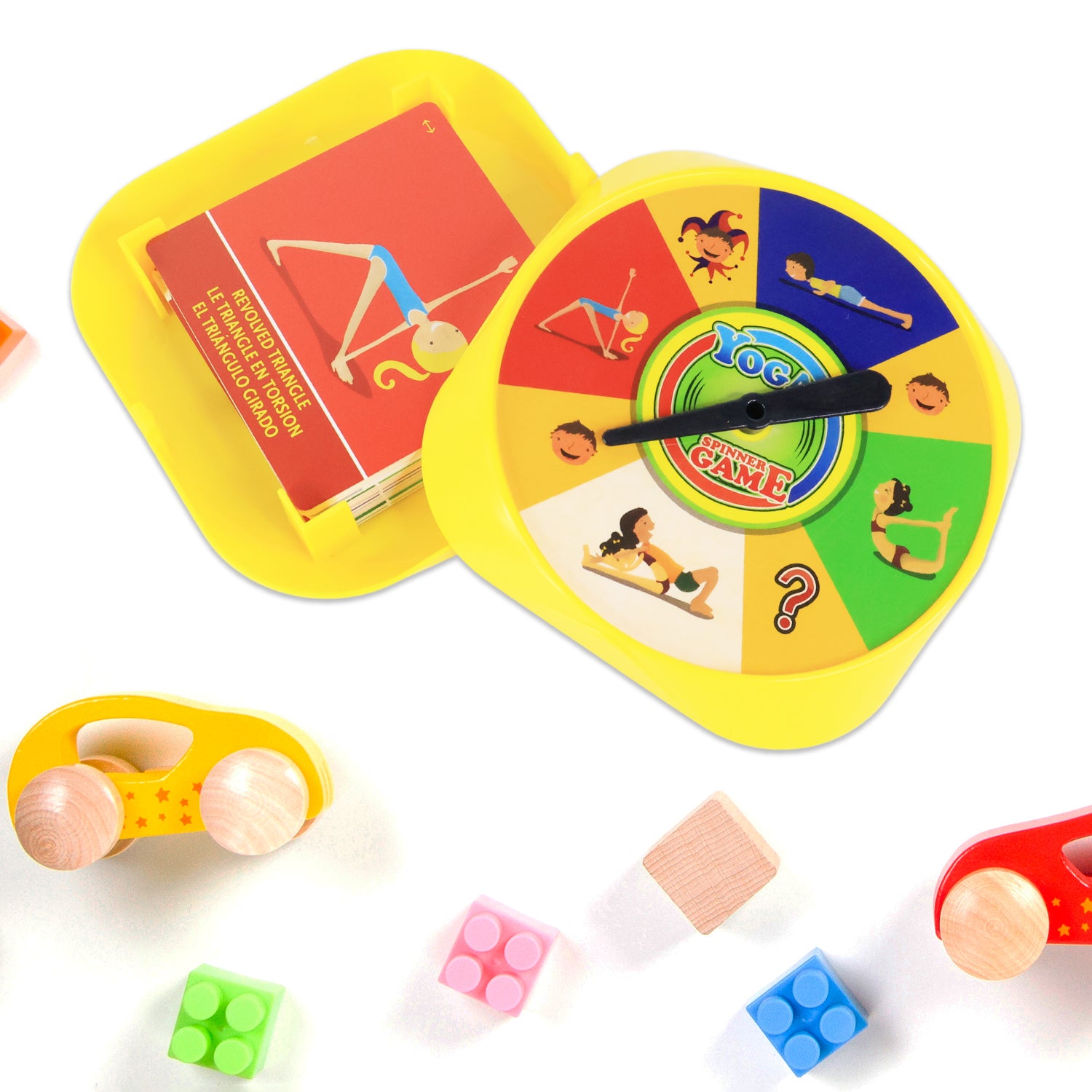 Wukusy Yoga Spinner Game set for kids and adults, featuring colorful spinning toy for fun and active play.