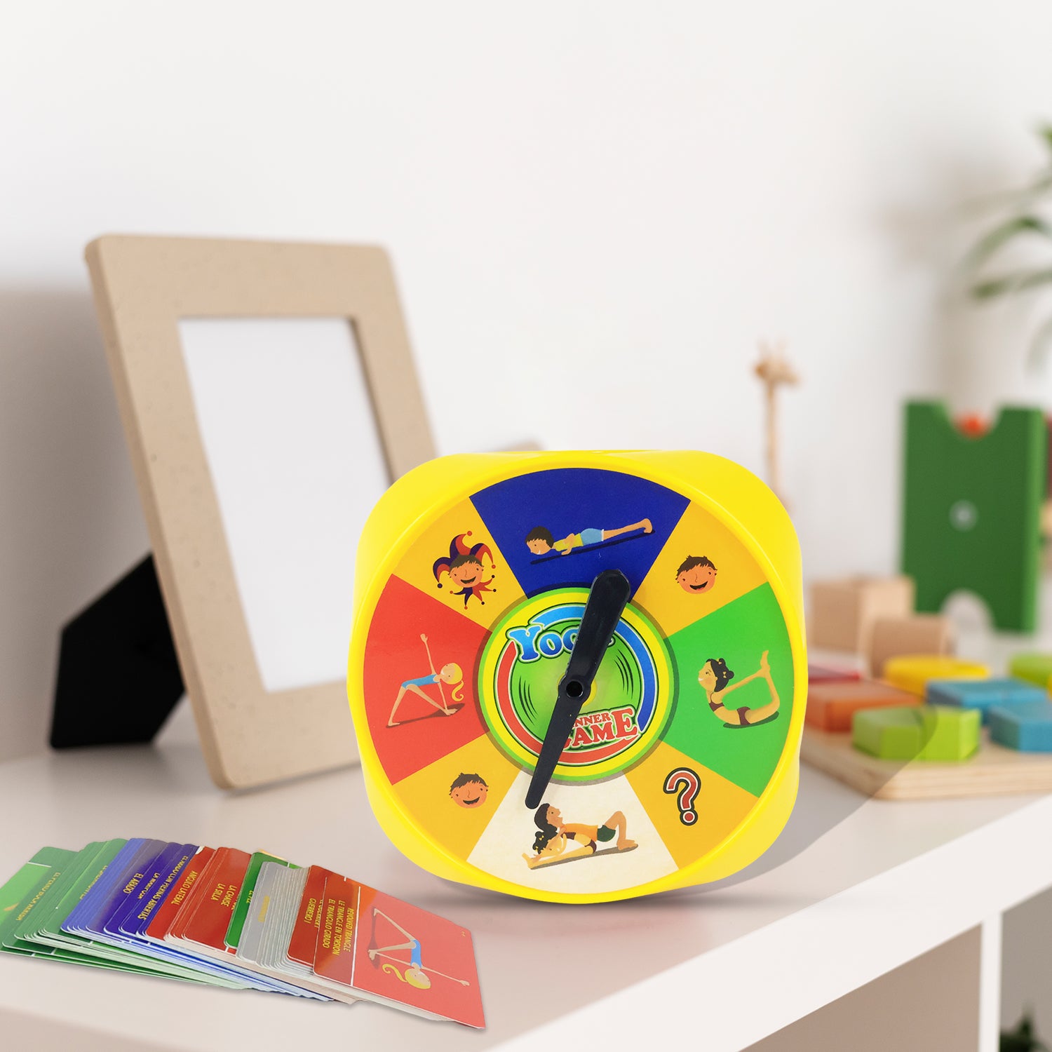 Wukusy Yoga Spinner Game set for kids and adults, colorful toy with spinning mechanism for fun and relaxation.