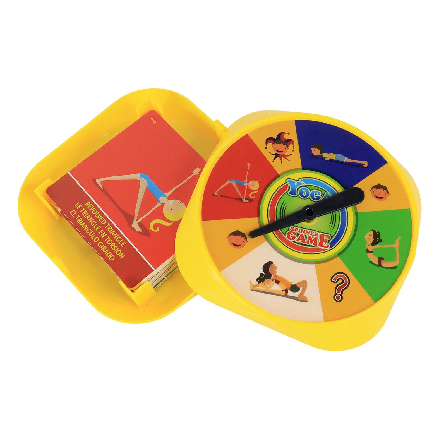Wukusy Yoga Spinner Game for Kids and Adults toy set with colorful spinning game pieces on a flat surface.