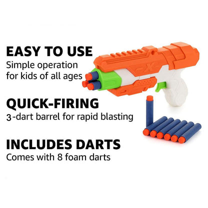 Wukusy Z Master toy gun with foam bullets, compact shooting toy for kids, featuring colorful design and safety foam ammunition.