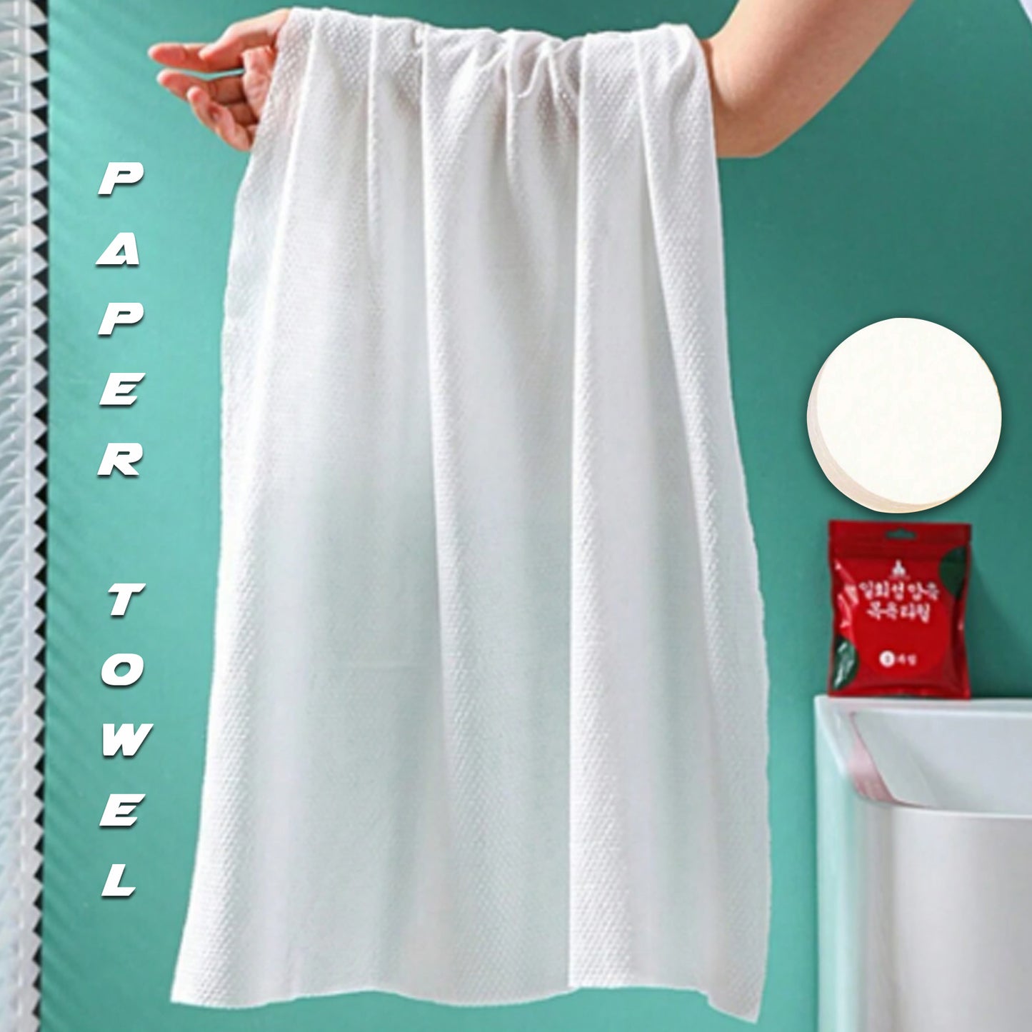 Wukusy compressed cotton towel for travel and outdoor use, 28x40 inch disposable tissue towel for camping, hiking, and personal care.