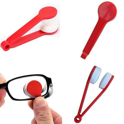 Wukusy 1353 Mini Sun Glasses and Eyeglass Microfiber Spectacles Cleaner for travel, showing compact cleaning cloth and glasses.