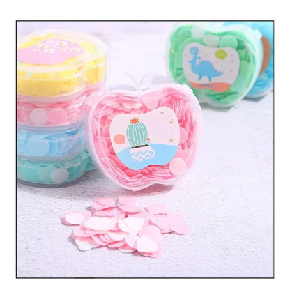 Wukusy Apple Design Soft Paper Soap in travel size, featuring a soft, lightweight paper soap packet with apple pattern design.