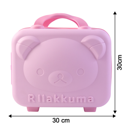 Wukusy bear-shaped hard shell travel case with 3-digit number lock and handle, designed for kids storage and organization.