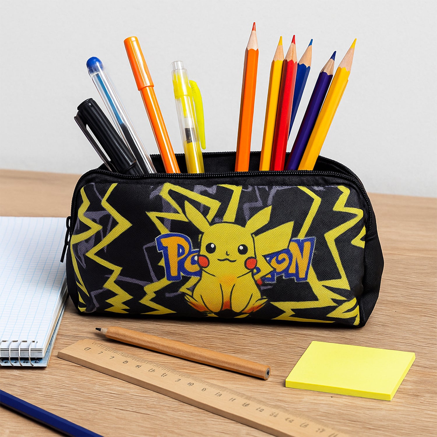 Wukusy cartoon character school bag combo set for kids, 3-piece travel backpack with colorful cartoon designs for children.