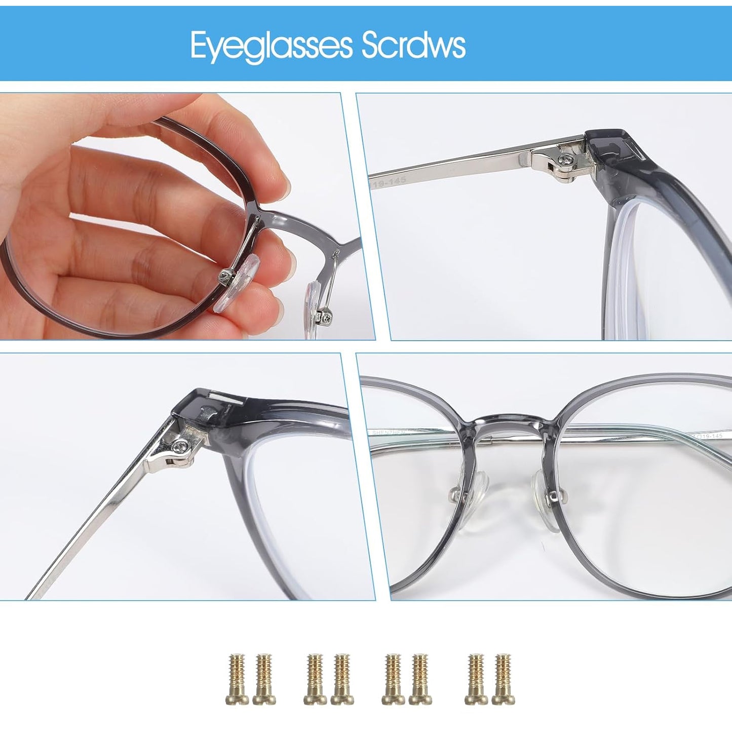 Wukusy travel eyeglass repair kit with small screwdriver, screws, and tools for on-the-go eyeglass repairs.