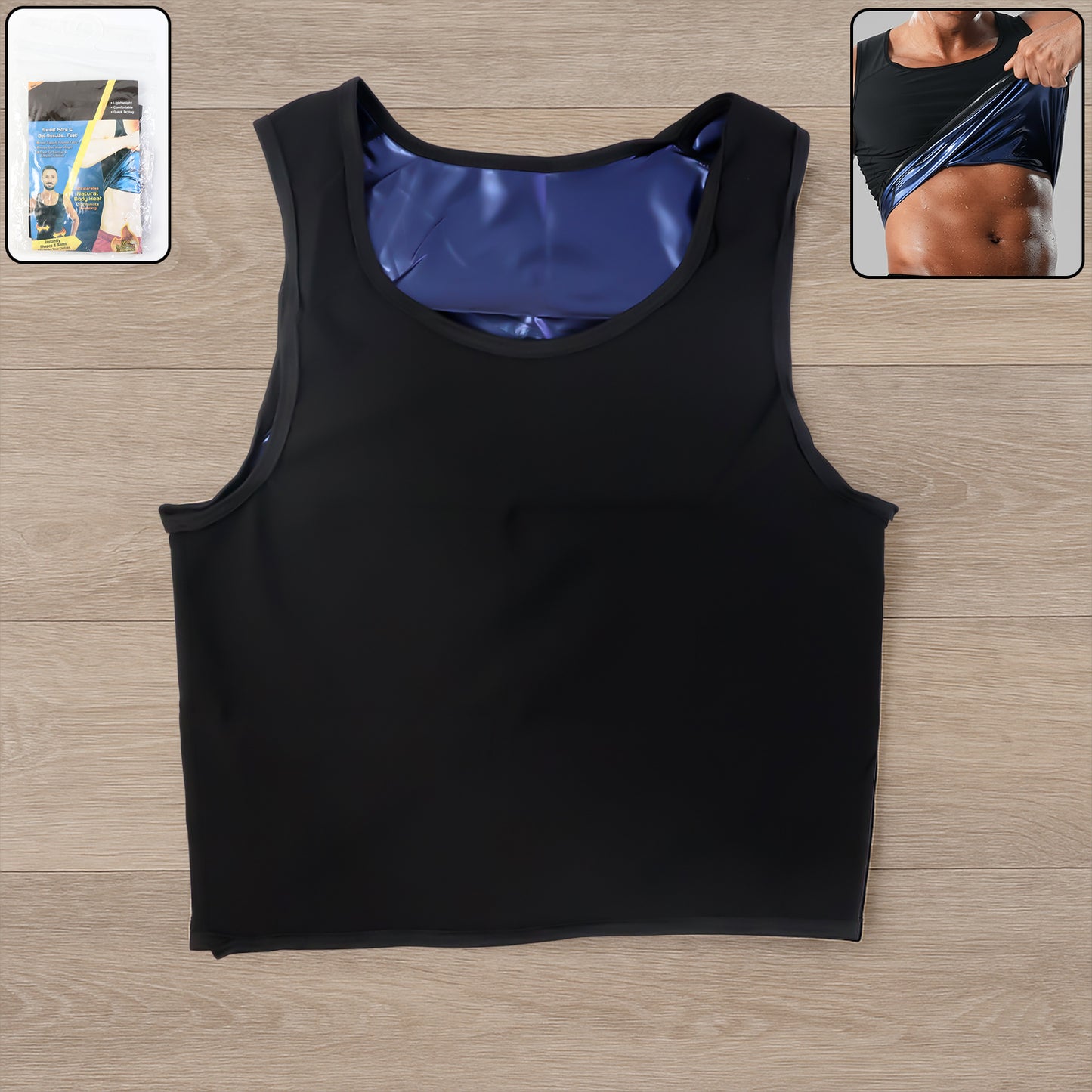 Wukusy men's slim fit sweat shaper tank top in LXL size, designed for travel comfort, shown in a neutral color.