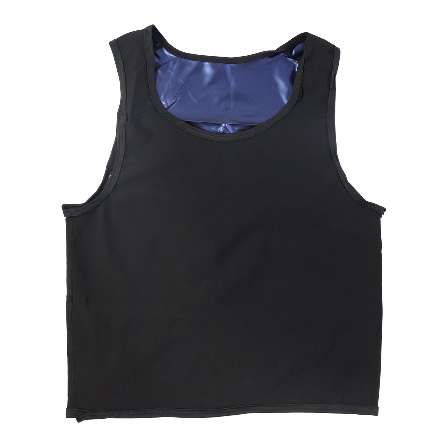 Wukusy men's slim fit sweat shaper tank top in black, designed for travel, shown on a mannequin.
