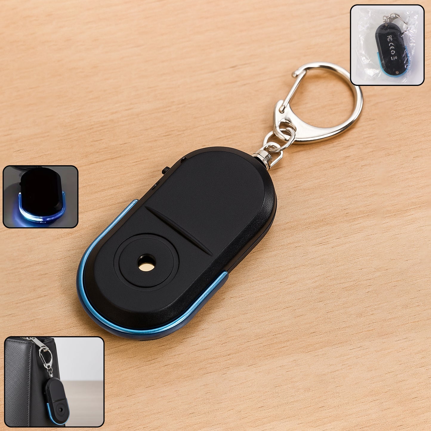 Wukusy travel personal safety alarm keychain with loud emergency siren and LED light for enhanced security.