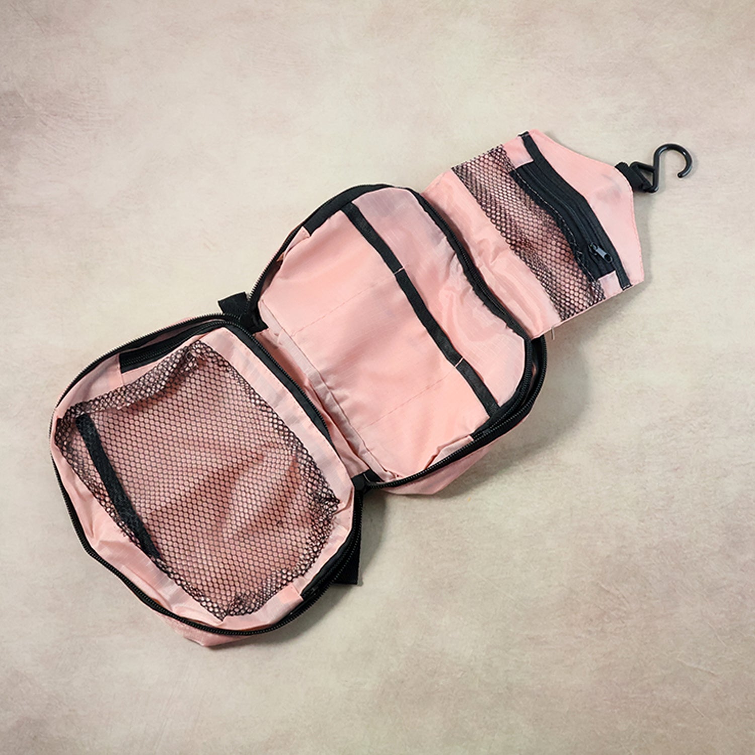 Wukusy Premium Travel Mate hanging toiletry bag with multiple compartments for organized travel essentials.