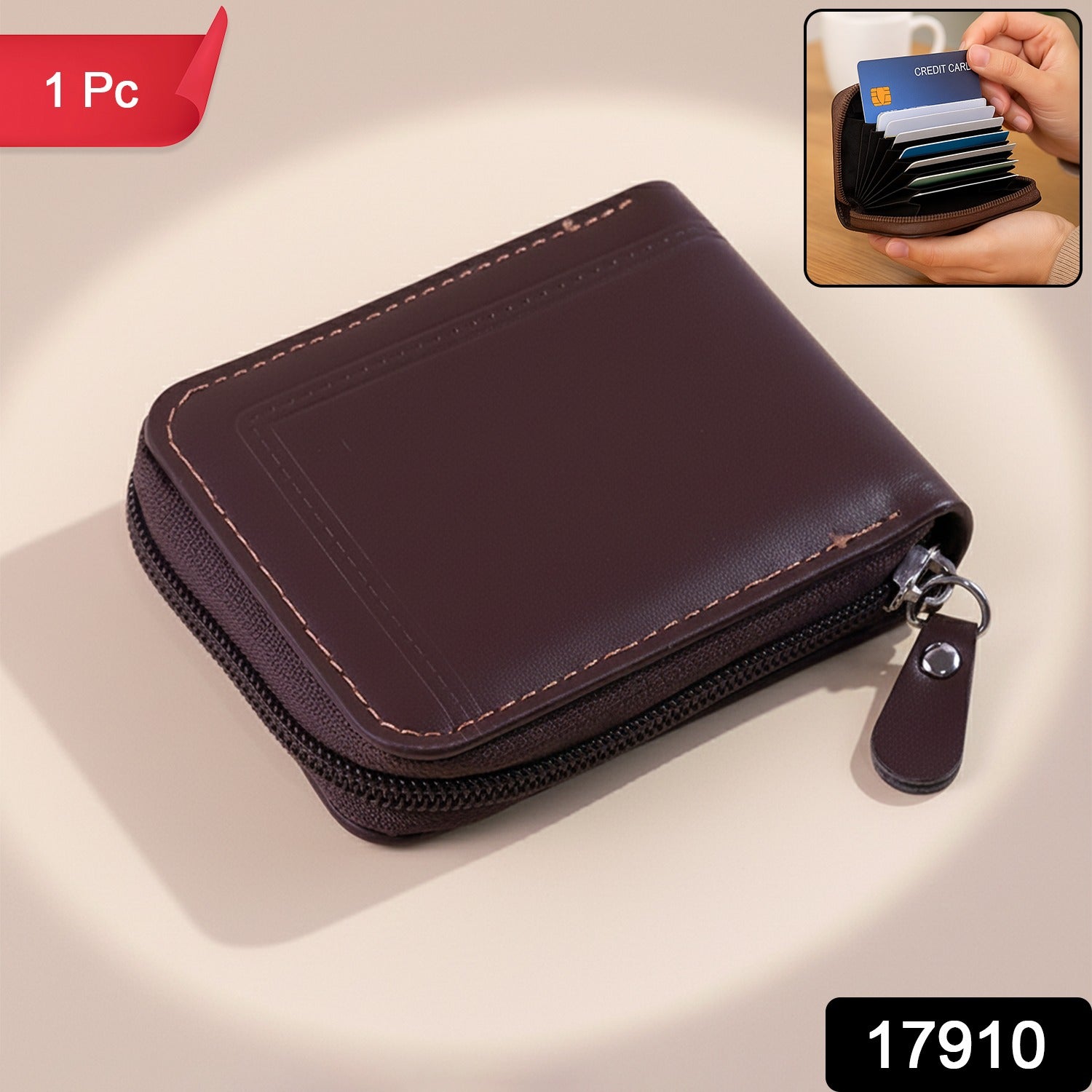 Wukusy premium zip-around travel card holder wallet with multiple card slots and sleek design for secure organization.
