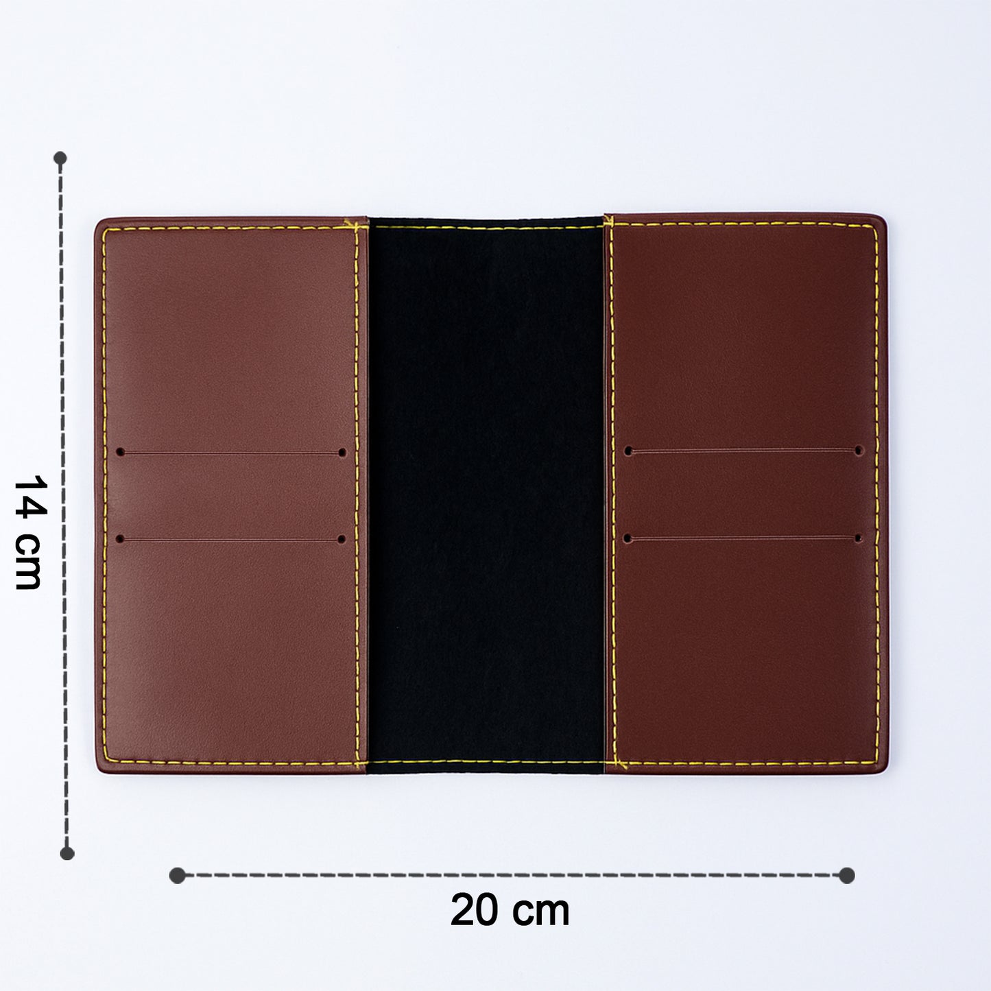 Wukusy PU leather slim travel wallet with multiple card slots, compact design for convenient travel organization.