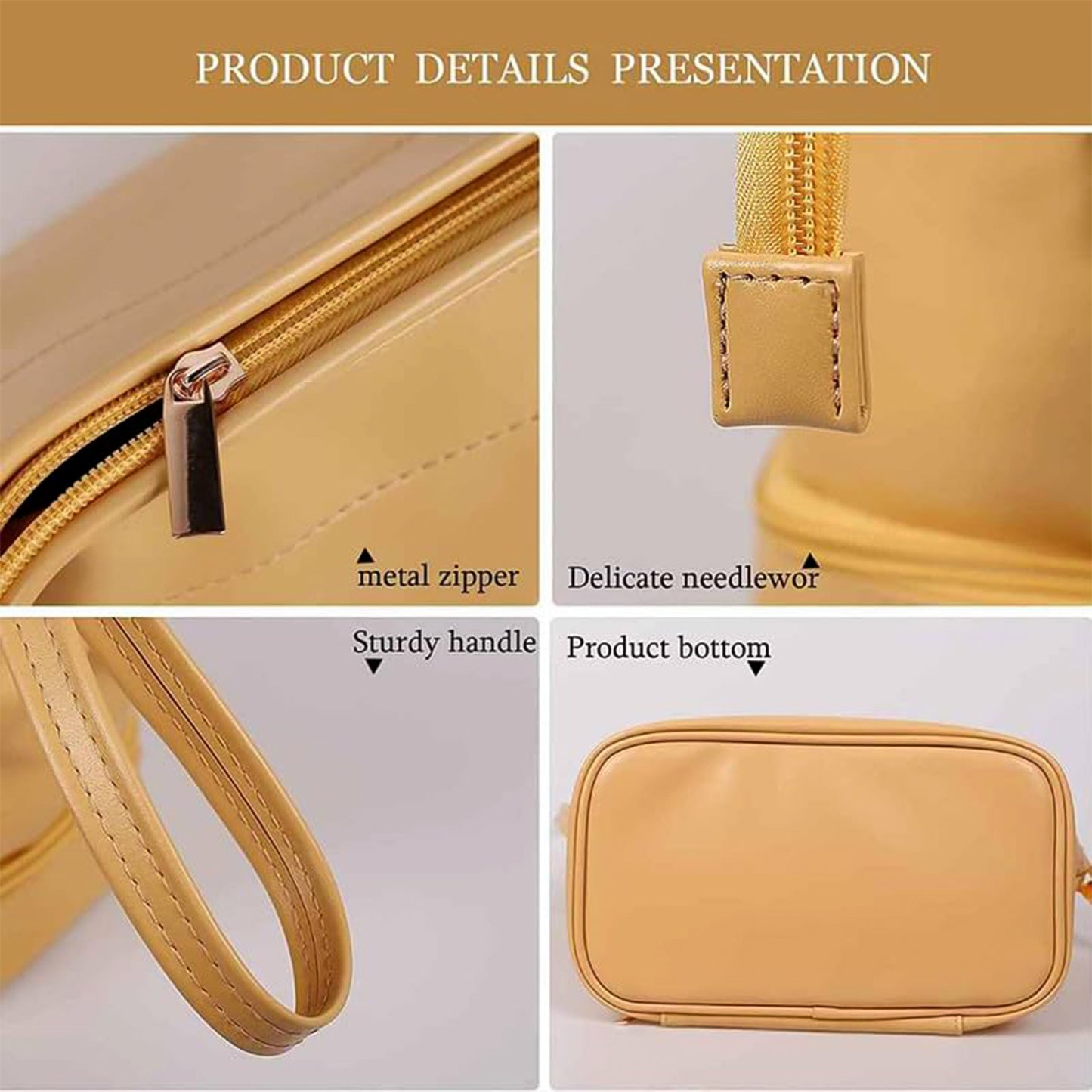 Wukusy spacious travel cosmetic makeup storage bag with multiple compartments for organizing beauty products.
