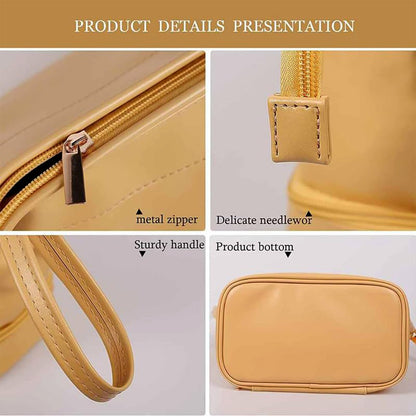Wukusy spacious travel cosmetic makeup storage bag with multiple compartments for organizing beauty products.