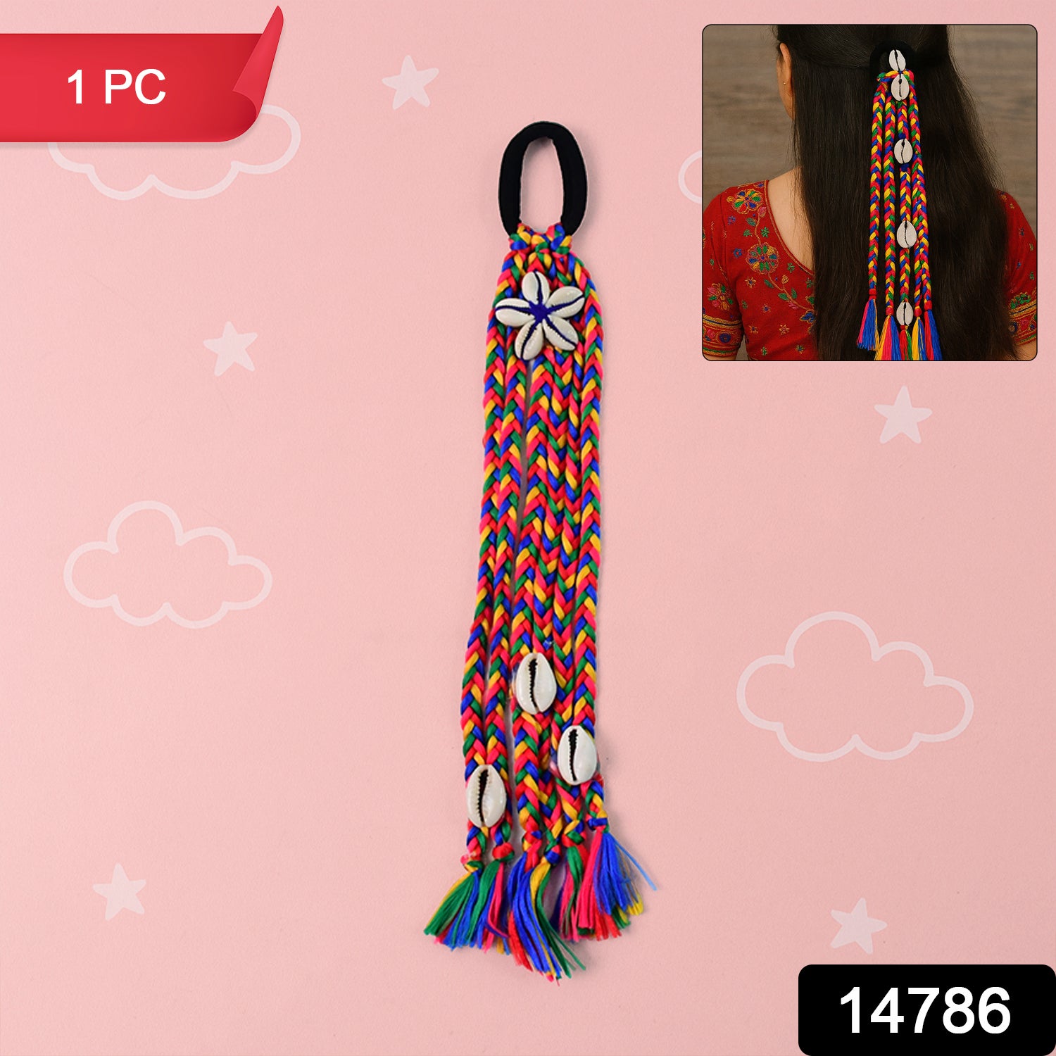 Multicolor braided hair accessory with bow by Wukusy, stylish Kodi string hair decoration for a vibrant look.