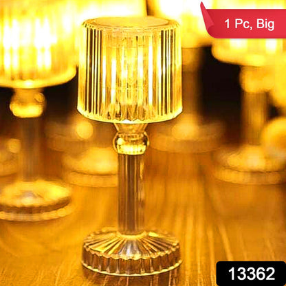 Wukusy big acrylic LED desk lamp with crystal design, portable table lamp for modern home decor, illuminated and stylish.