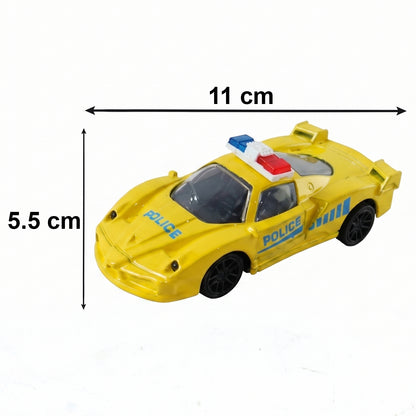 Wukusy police design mini toy car, pull-back friction racing car for kids, small plastic vehicle with police decals and wheels