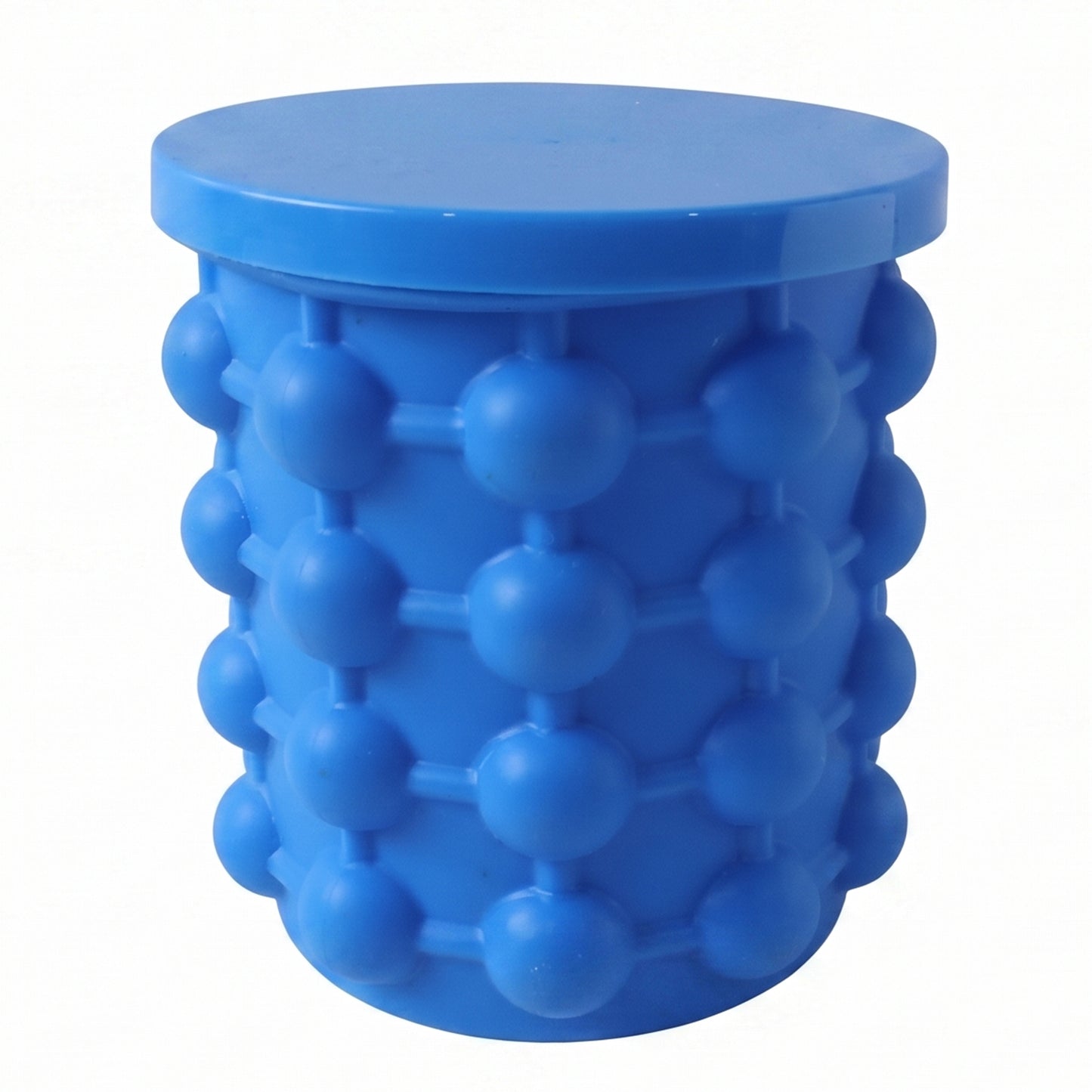 Wukusy silicone ice cube maker cup with lid, squeeze to pop design, space-saving mold for easy ice cube creation.