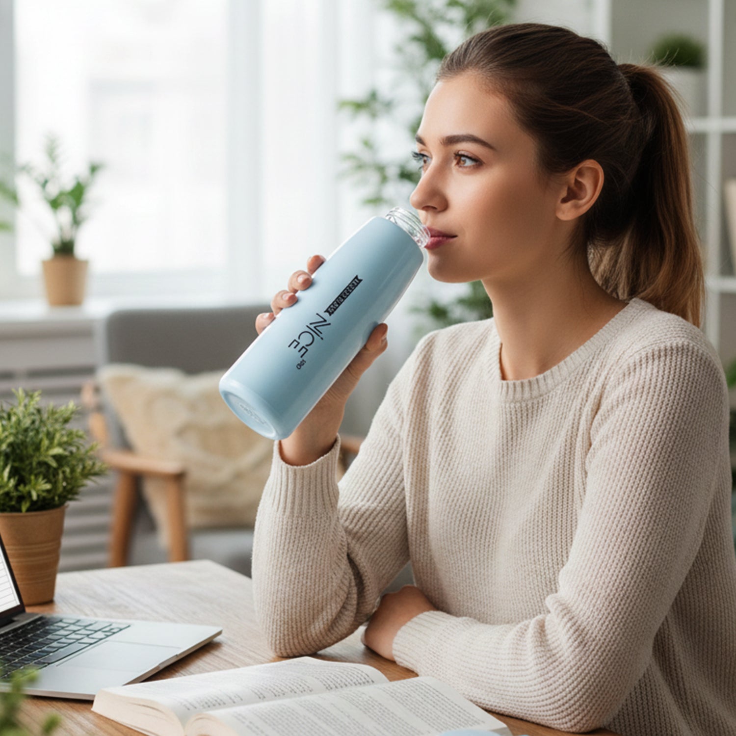 Wukusy 800ml mix color plastic water bottle, lightweight and reusable, with a screw cap and vibrant design.