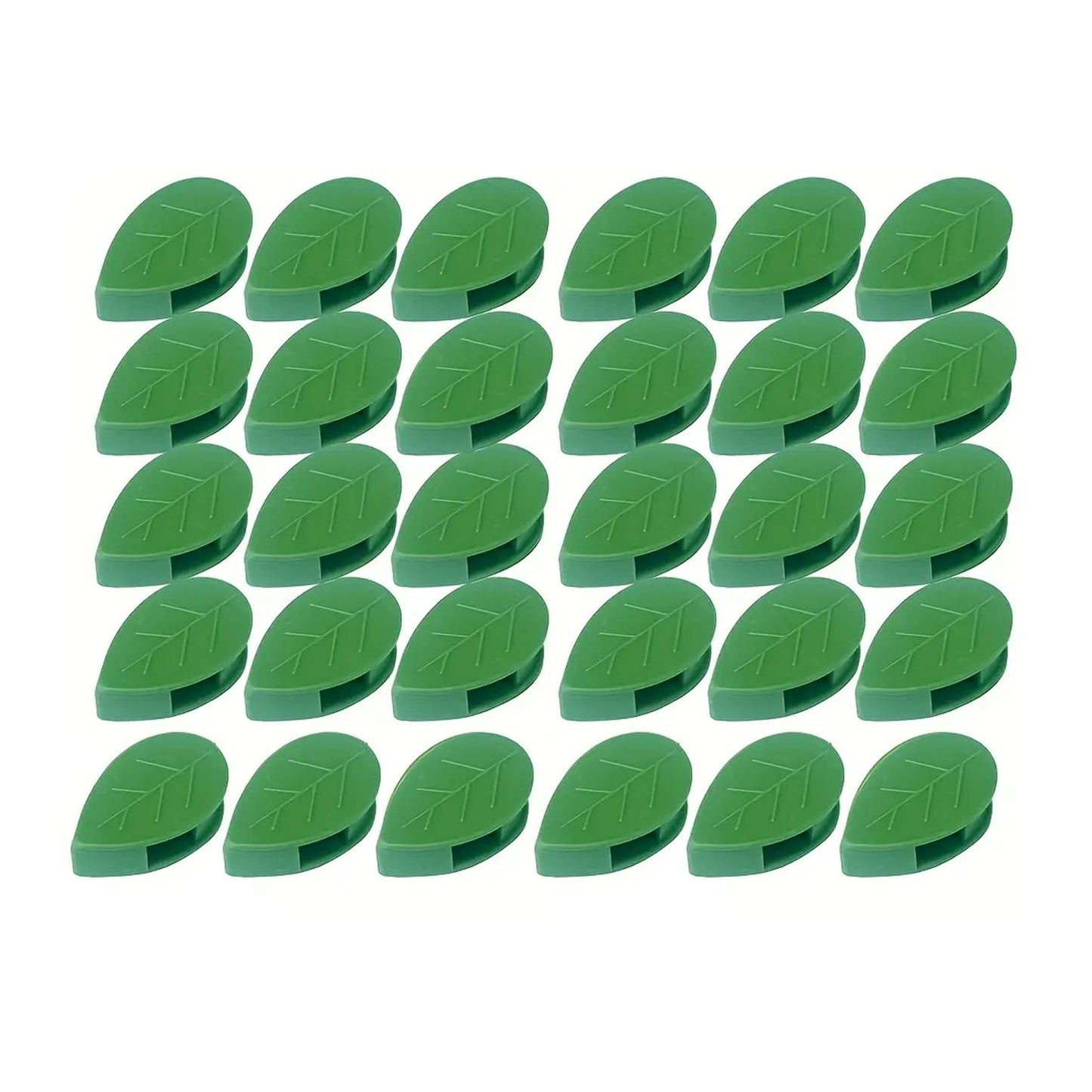 Set of four Wukusy green leaf plant climbing wall clips with self-adhesive hooks for indoor and outdoor garden plant support.