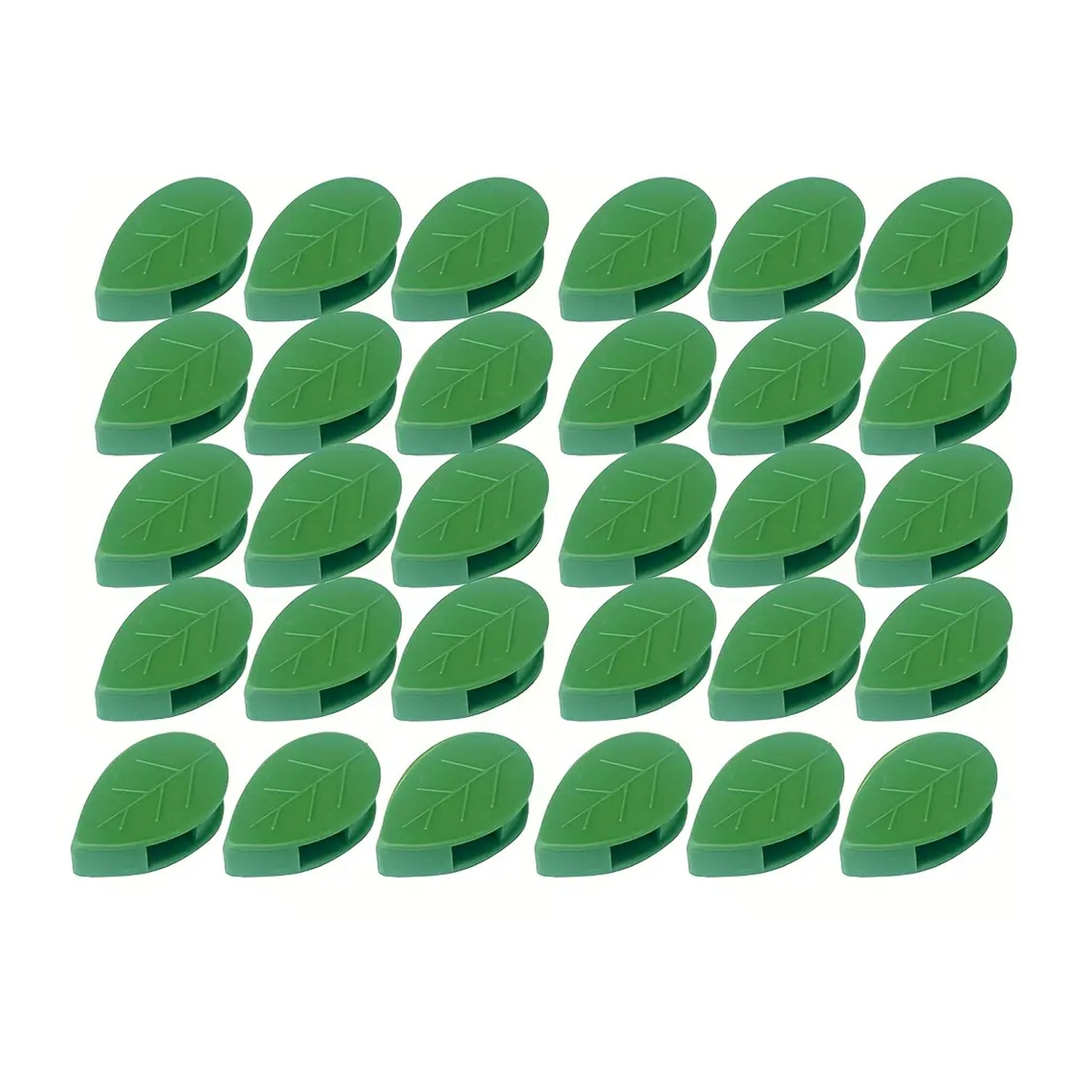 Set of four Wukusy green leaf plant climbing wall clips with self-adhesive hooks for indoor and outdoor garden plant support.