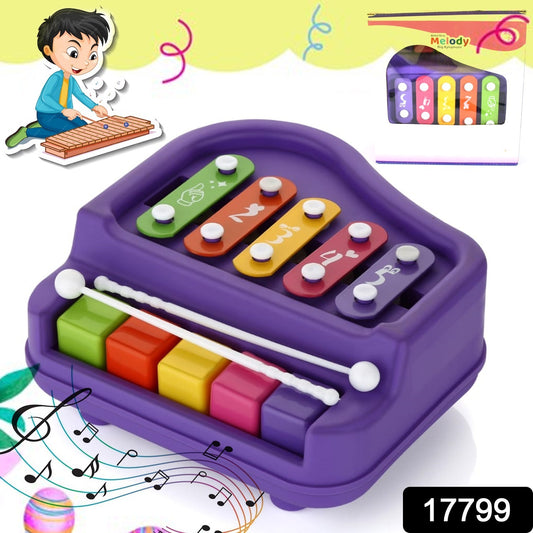 Wukusy 2-in-1 baby piano and xylophone toy with six colorful keys, suitable for toddlers’ musical learning and early education.