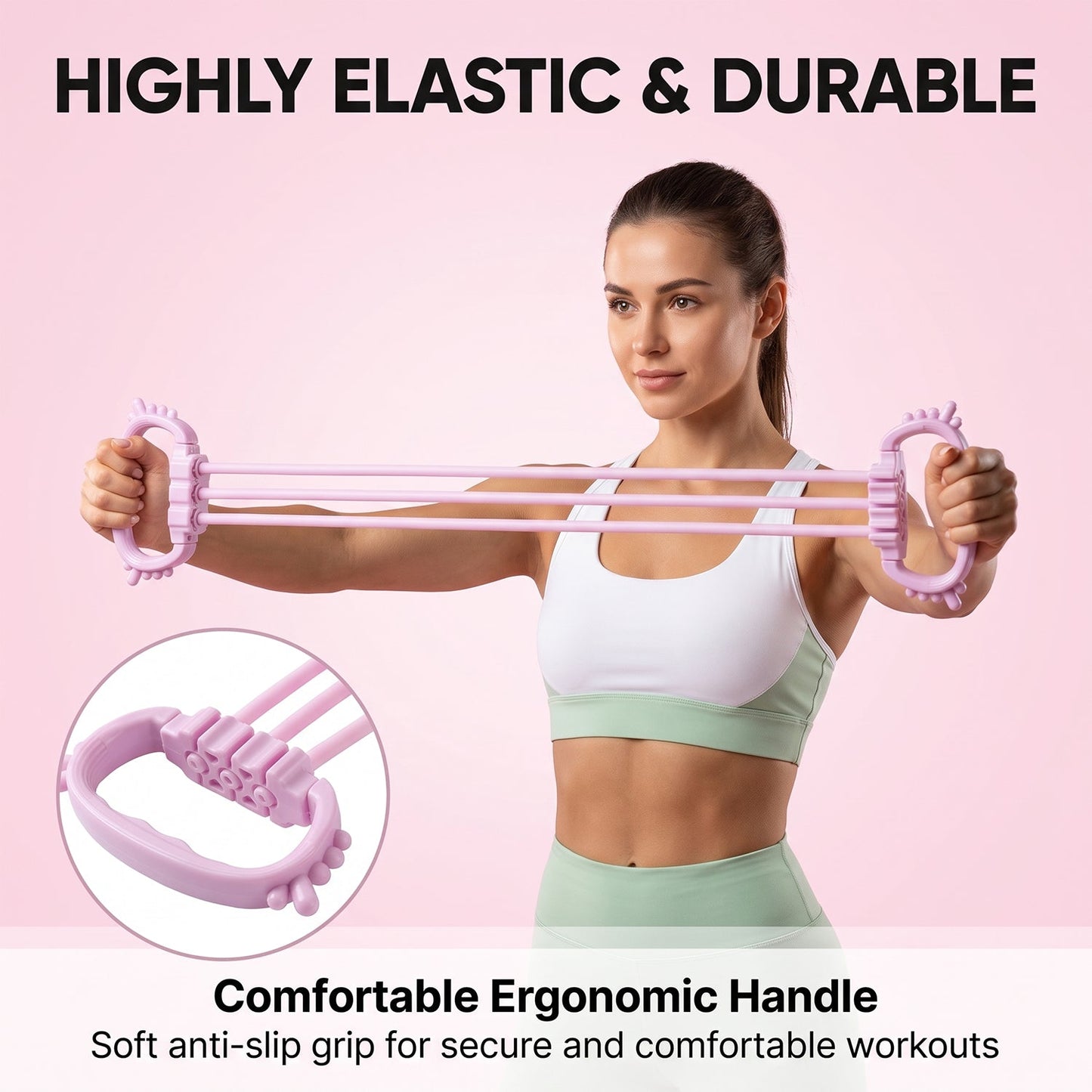 Wukusy multifunctional chest expander puller with three resistance tubes for home gym workouts, showing the device with handles and tubes.