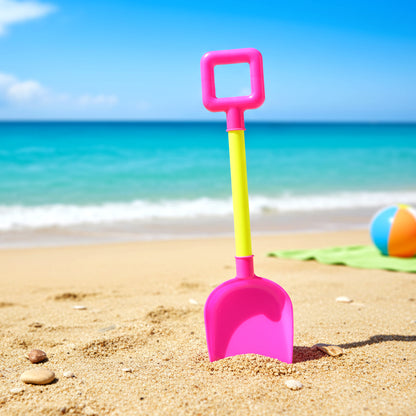 Kids beach sand shovel toy by Wukusy, colorful plastic design for children’s outdoor play and sandcastle building.