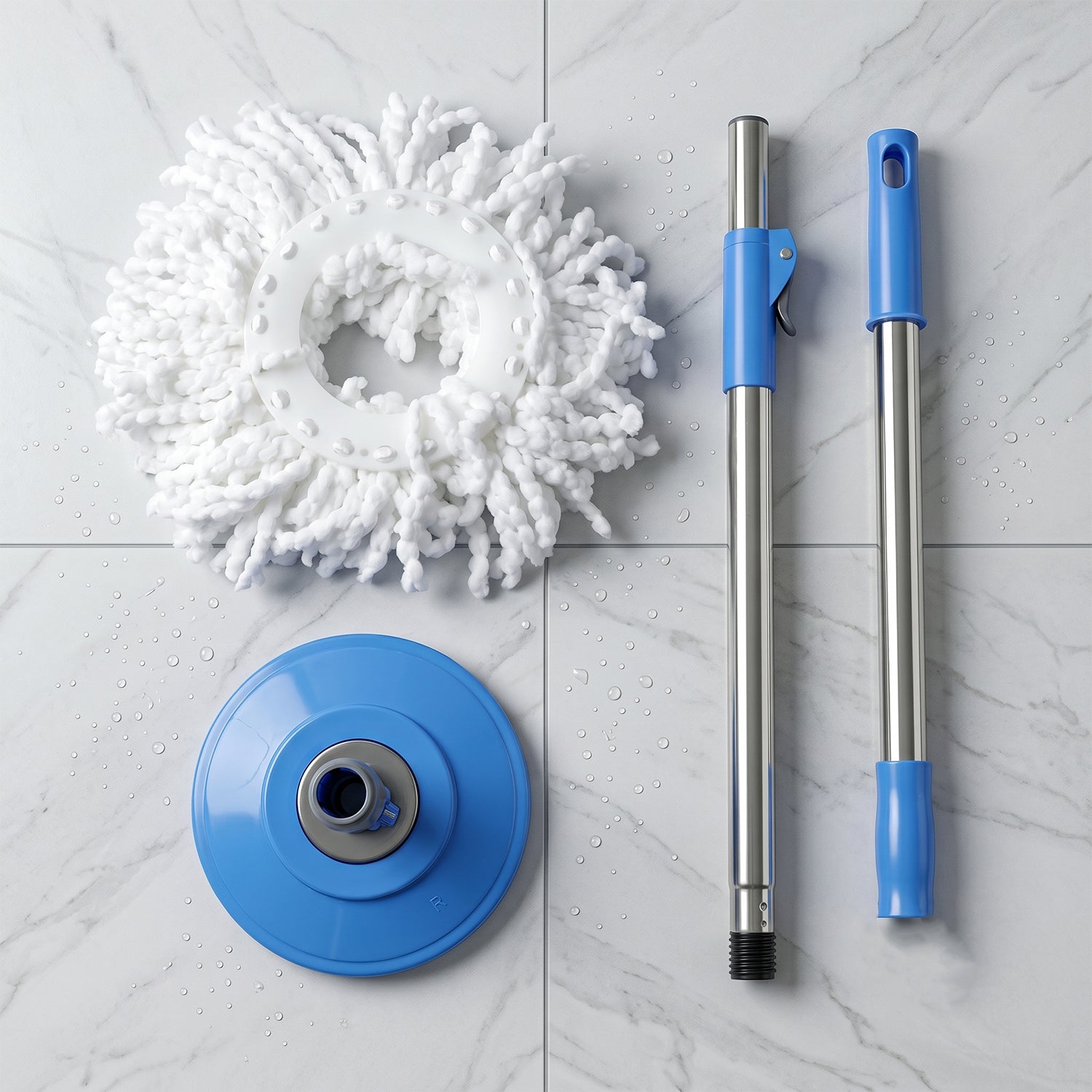 Wukusy 360 degree rotating spin mop set with adjustable handle and microfiber cleaning pad for easy floor cleaning