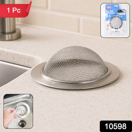 Wukusy Supermom stainless steel sink strainer for kitchen drains, with mesh basket to catch debris and prevent clogs.