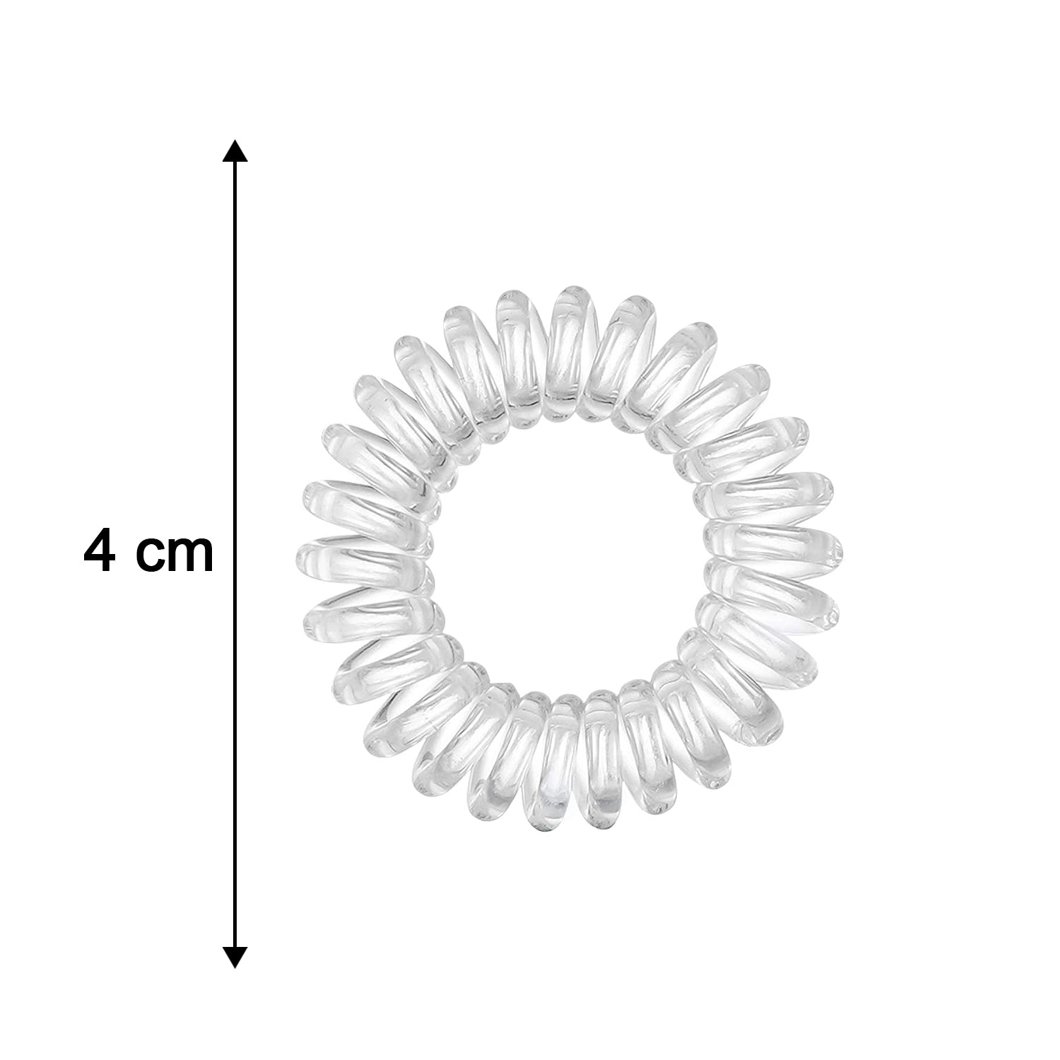 Set of three Wukusy transparent spiral coil hair bands with matching case, ideal for secure, stylish hair styling.