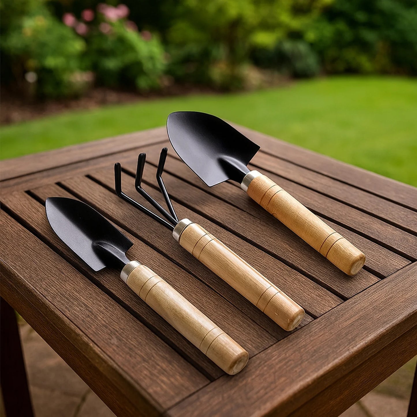 Wukusy complete gardening tool kit with trowel, pruners, hand rake, and gloves for gardening and planting activities