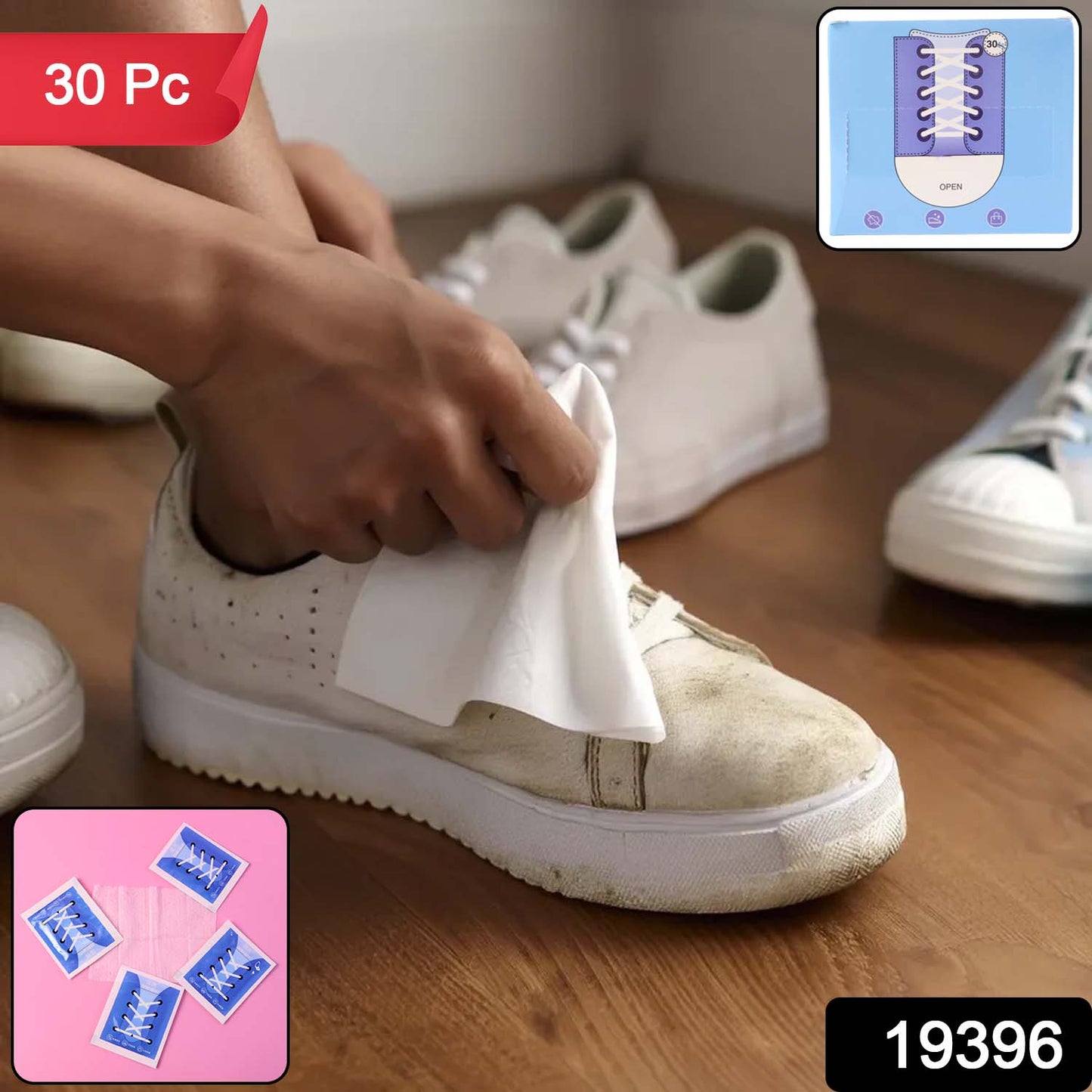 Wukusy premium shoe cleaning wipes in a pack of 30, suitable for quick and effective shoe maintenance.