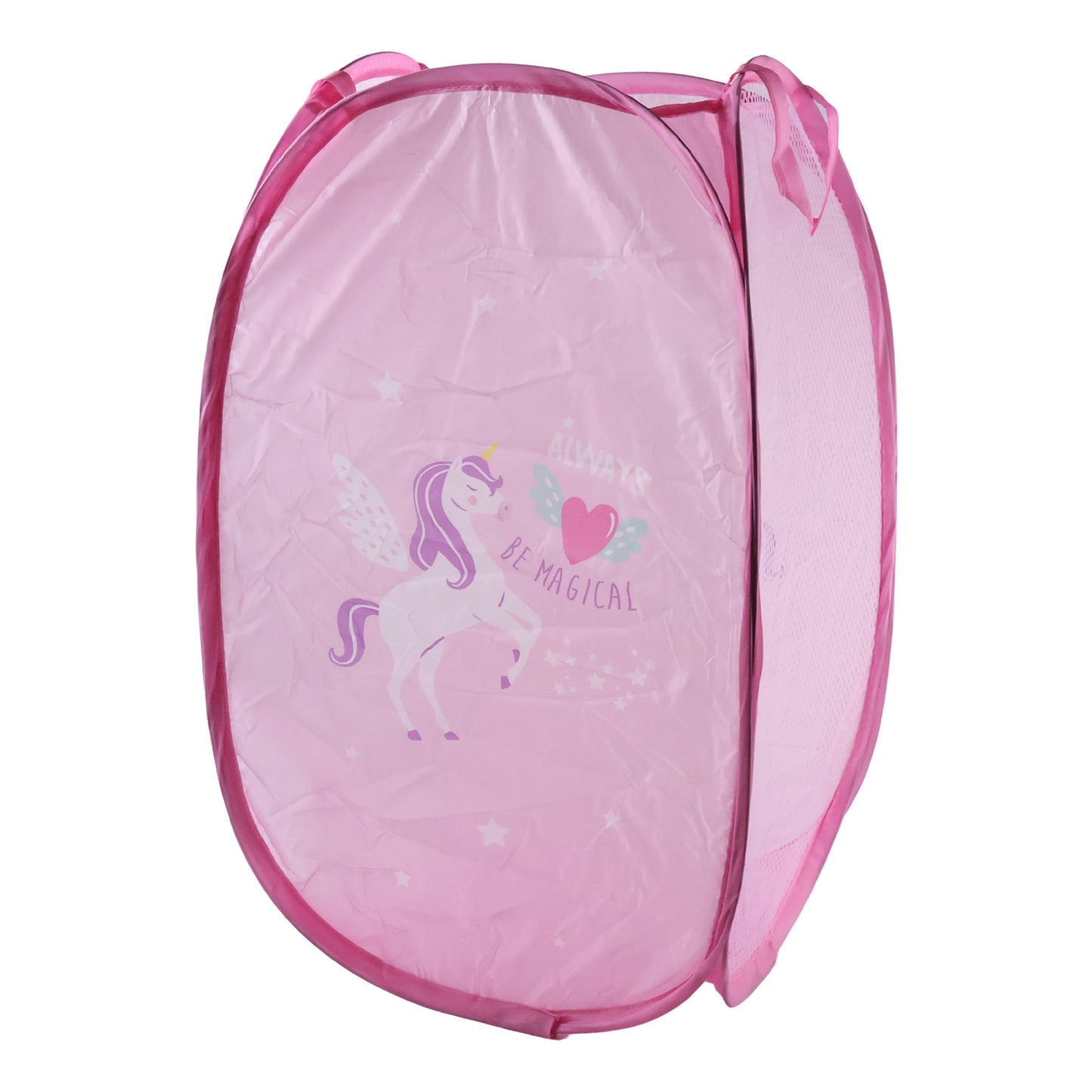 Foldable kids laundry basket with unicorn design from Wukusy, featuring a spacious 36x36x58 cm hamper for children's clothing.
