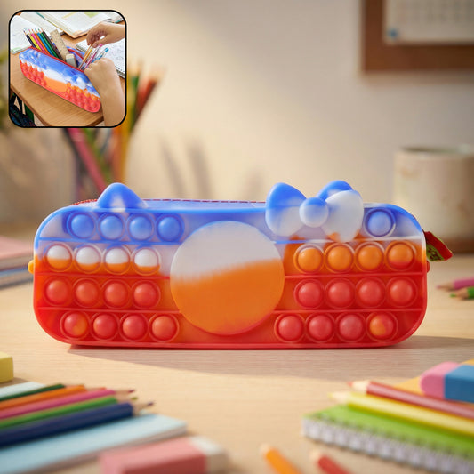Colorful Wukusy Multifunction Pop It Pencil Pouch with silicone pop-it bubbles for storage and fun.