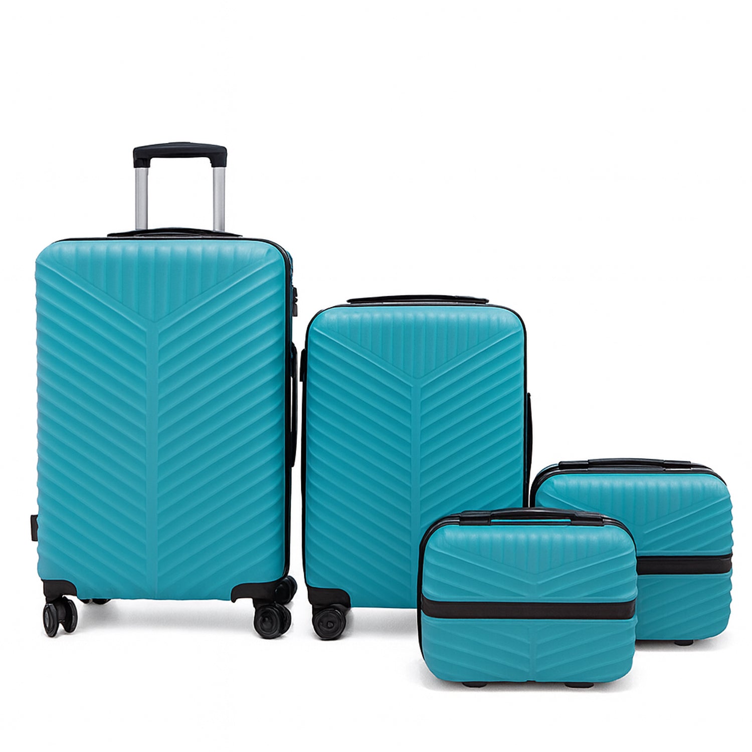 Wukusy 4-in-1 luggage set with durable hard shell suitcases in various sizes, featuring sleek design and secure handles.