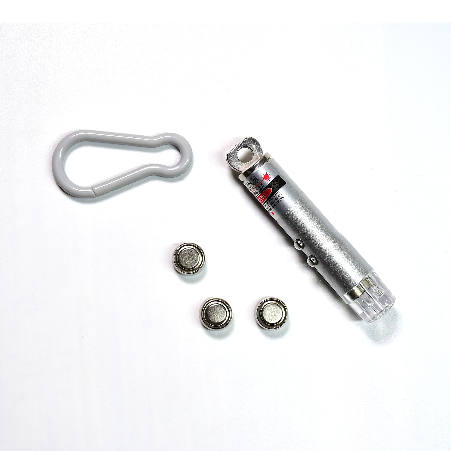 Wukusy 3-in-1 laser light, LED flashlight, and torch keychain with laser pointer, compact toy with multiple light features.