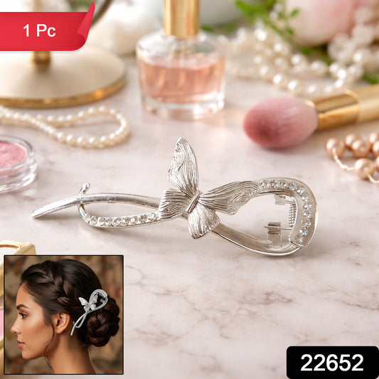 Wukusy luxury butterfly design hair clip in mixed colors, elegant accessory for stylish hair styling, close-up view.