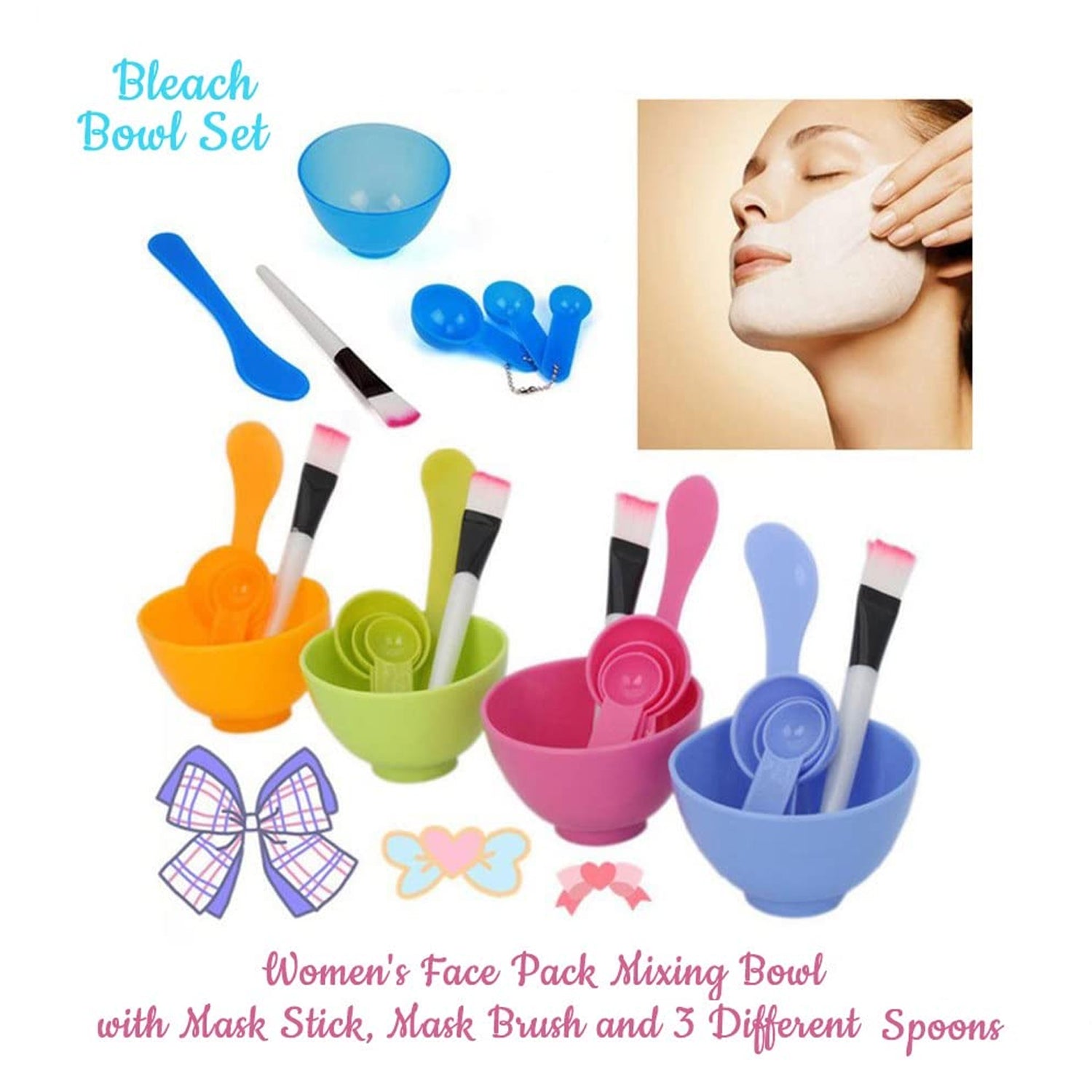Wukusy 6-piece facial mask bowl set for girls, includes colorful bowls for skincare and beauty routines.
