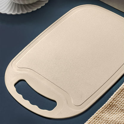 Wukusy durable plastic chopping board, 34x23 cm, suitable for home kitchen use, shown with clean surface and textured edges.